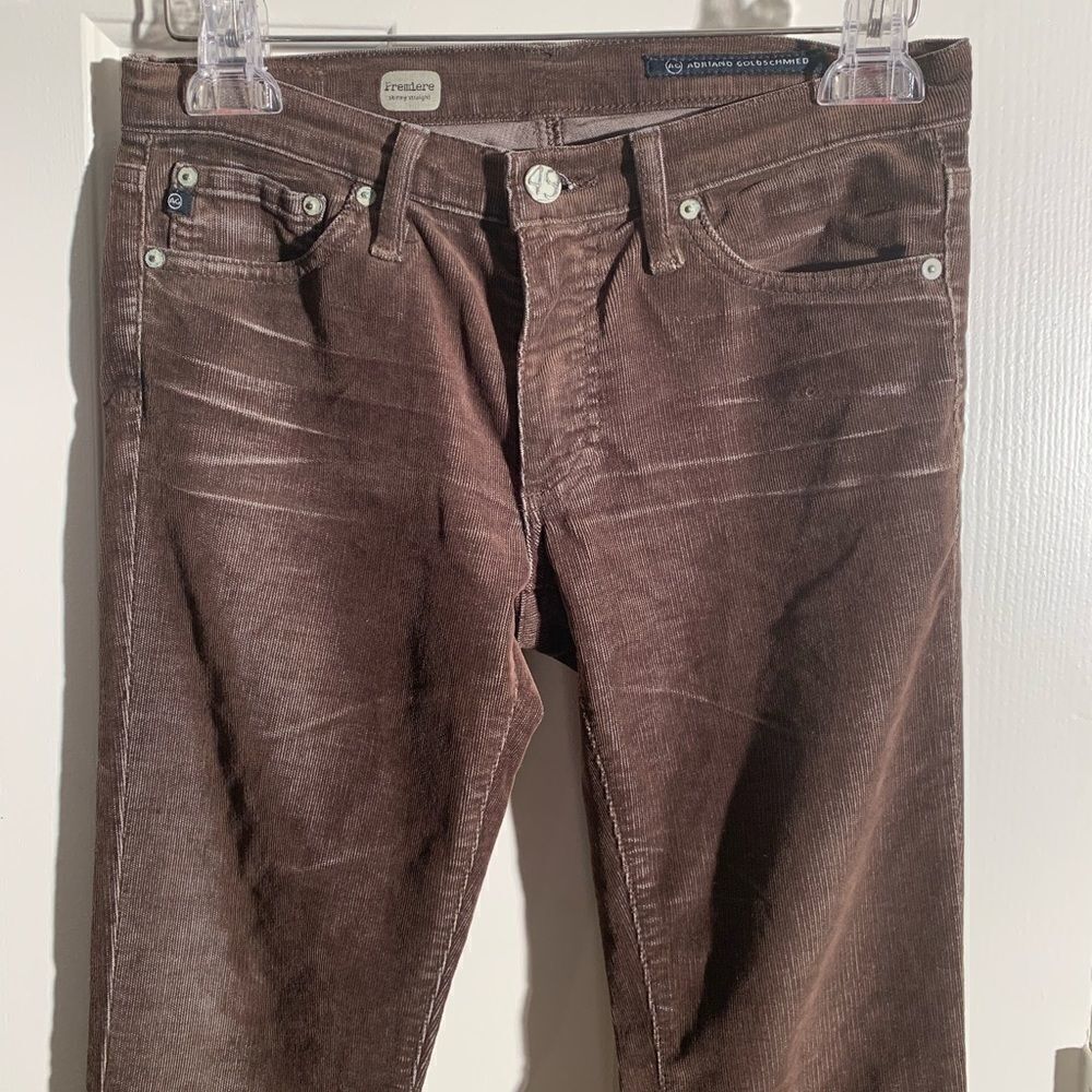 AG Adriano Goldschmied Premiere Skinny Straight Brown Corduroy Pant